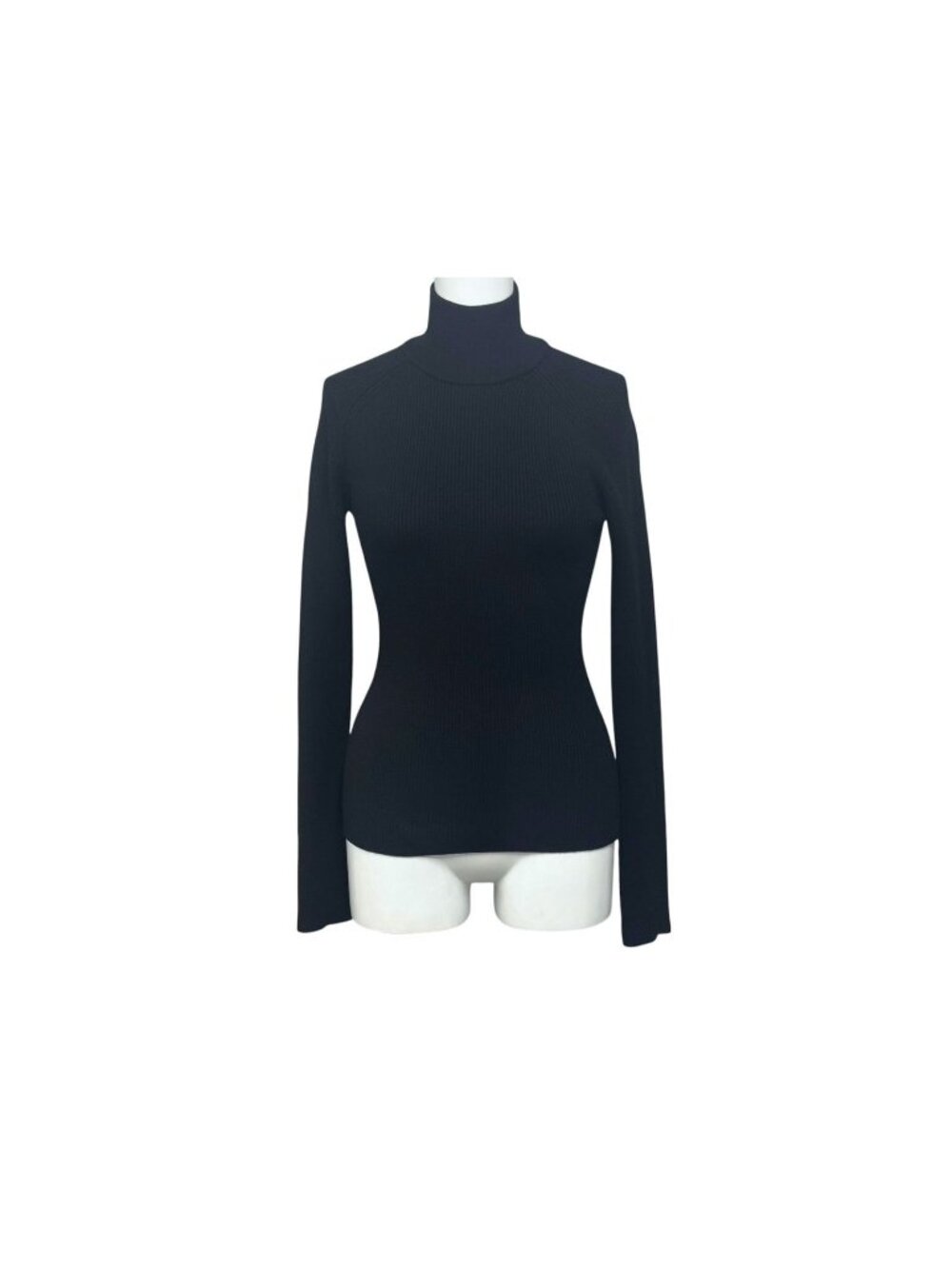 Max Mara High Neck Knit Long Sleeve Top 6 70 Wool Polyester Black Sweater